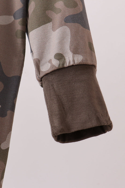 Camouflage bamboo zipper romper