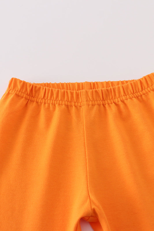 Halloween pumpkin ghost embroidery pants set