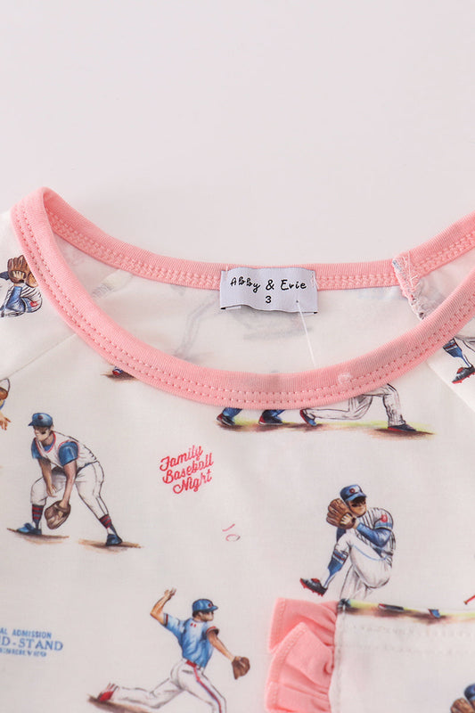 Baseball print girl pajama set
