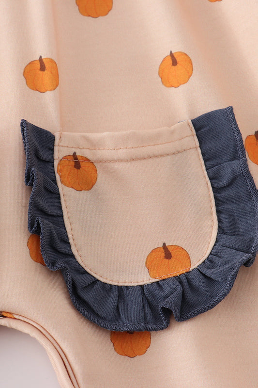 Pumpkin machine smocked romper