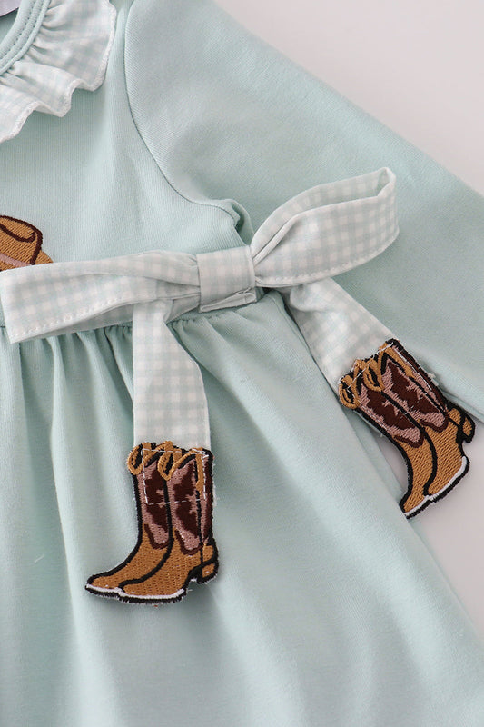 Blue boots ruffle bloomer set