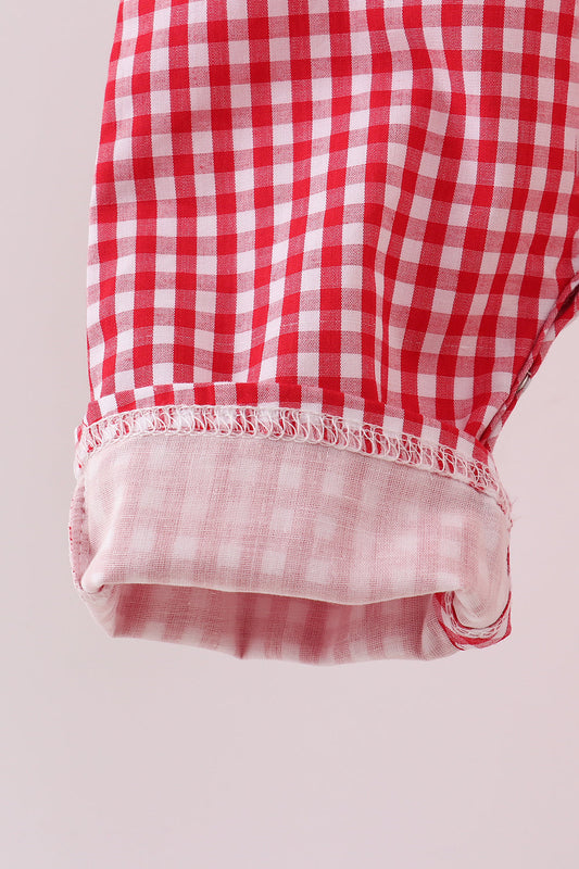 Red woven christmas tree reindeer smocked jonjon