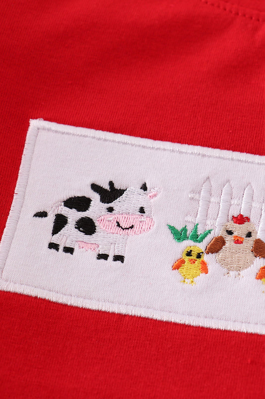 Red farm plaid pants set