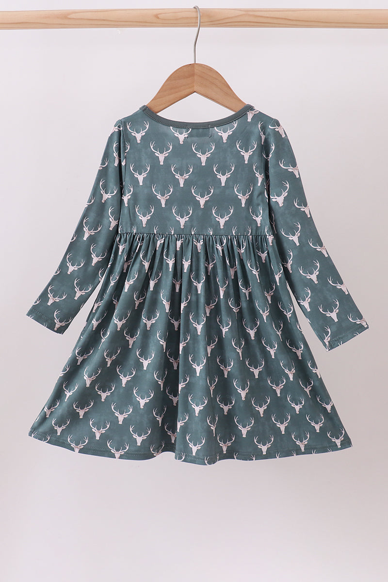 Forest reindeer print bamboo dress