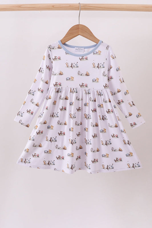 Blue character print bamboo dress