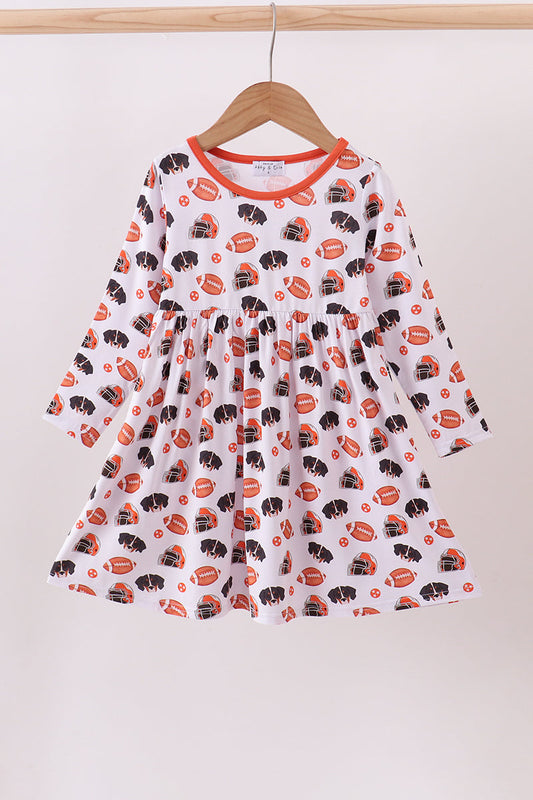 Orange Football print bamboo dress