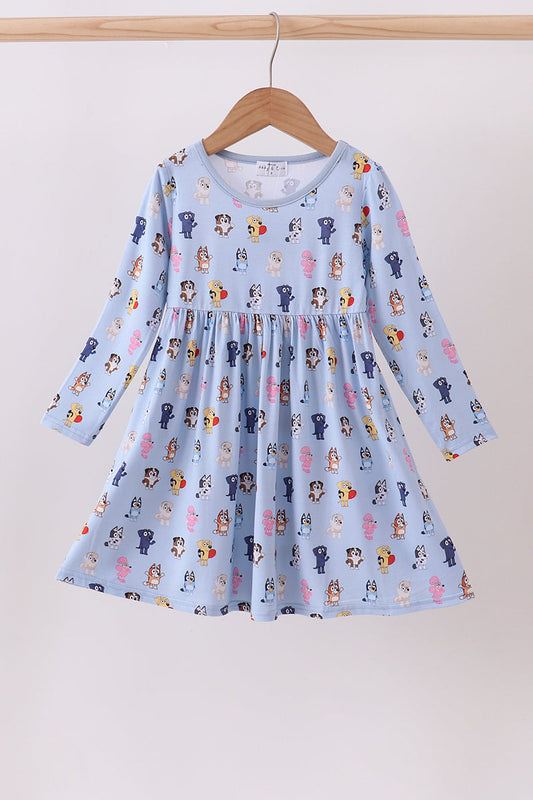 Blue character print bamboo dress