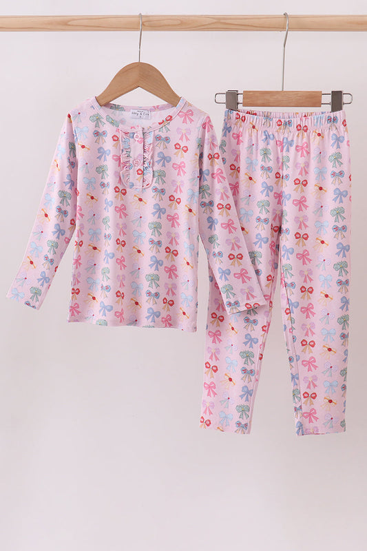 Whimsical bows bamboo pants set