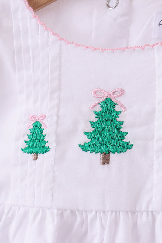 White christmas tree embroidery ruffle bubble