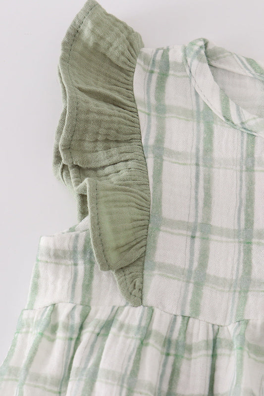 Sage ruffle plaid bubble