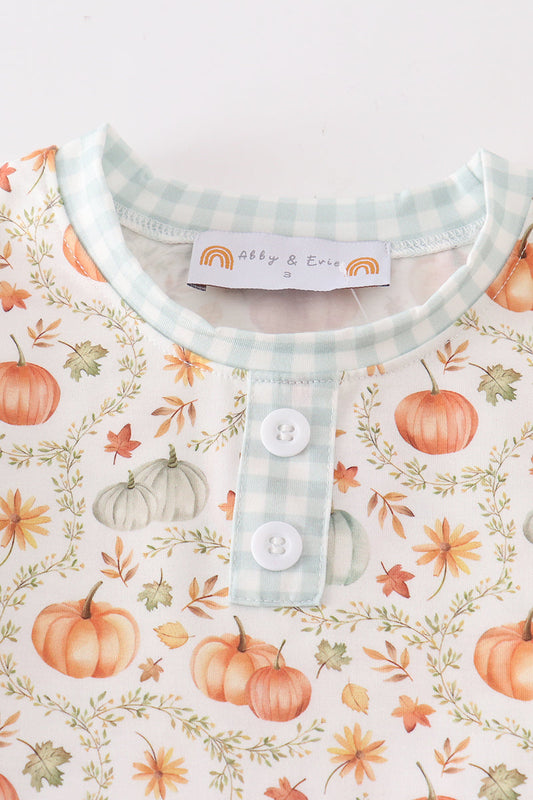Pumpkin girl ruffle shorts set