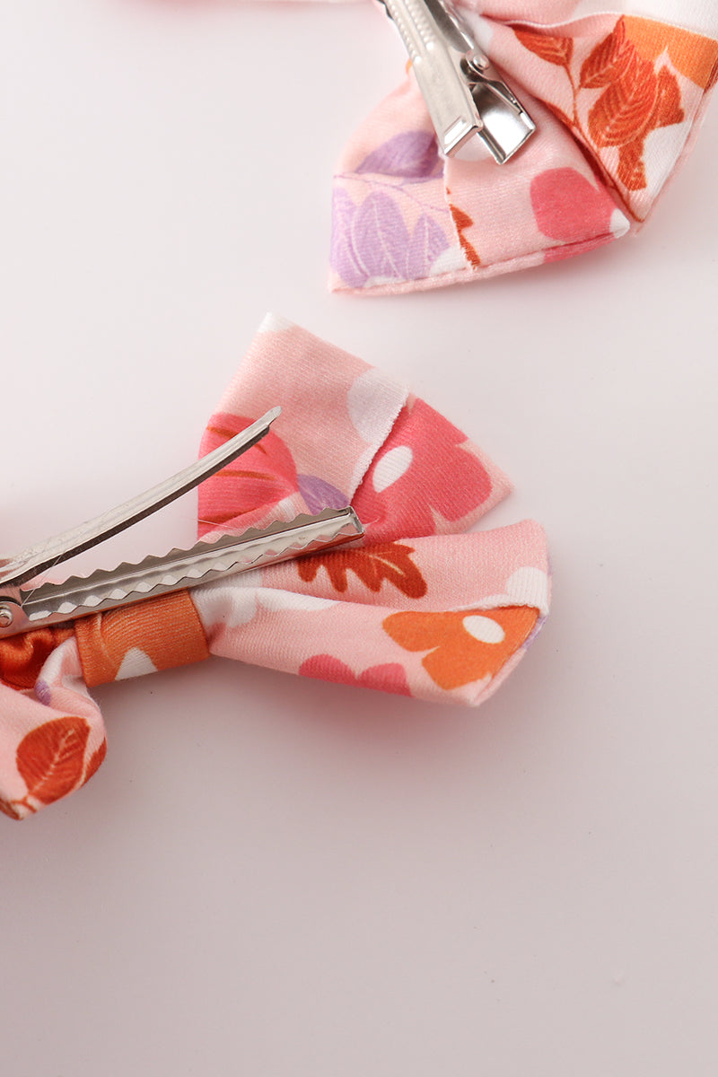 Pumpkin floral 2pc hair bow