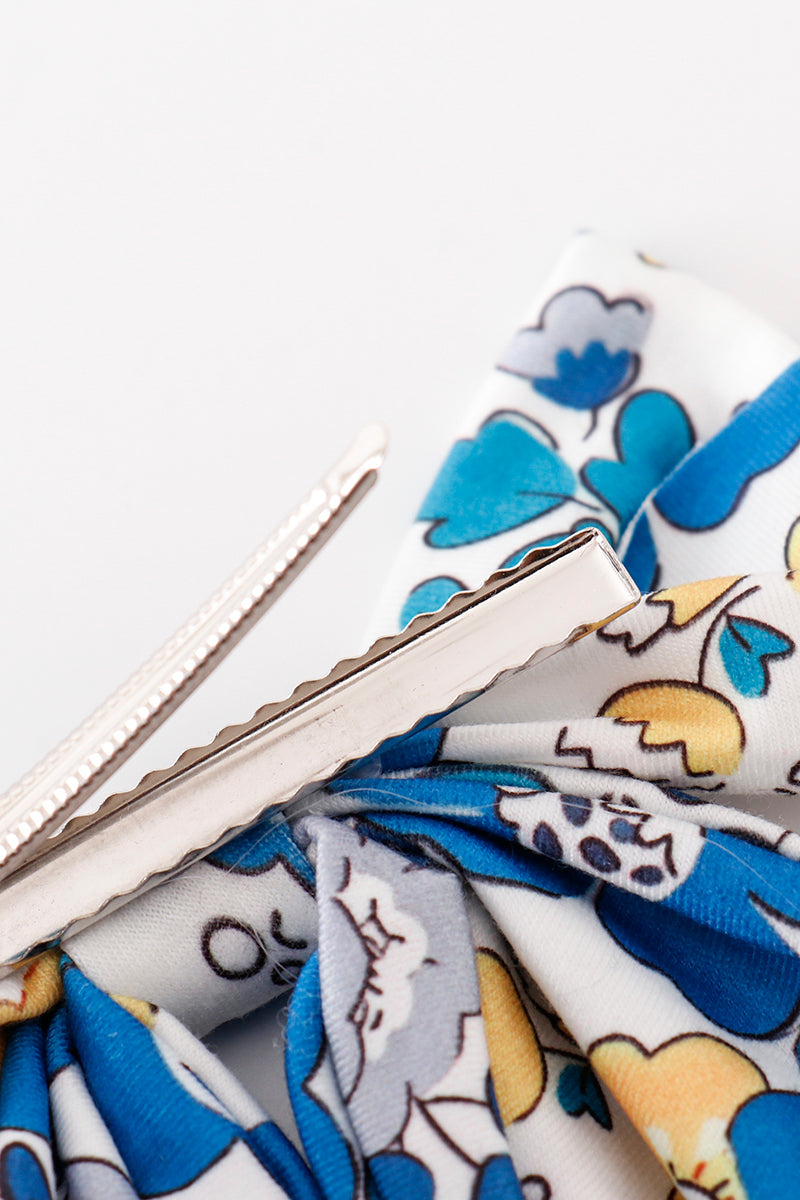 Blue floral hair sailor bow