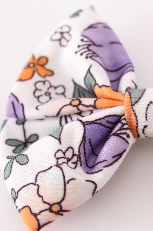 Floral print 2pcs piggie hair bow