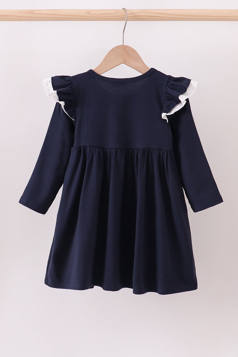 Navy christmas santa claus embroidery dress