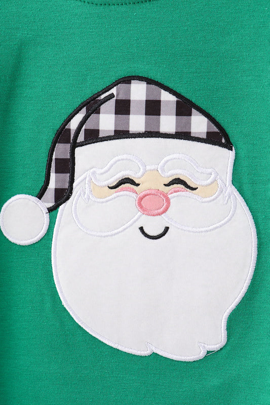 Green santa claus applique pants set