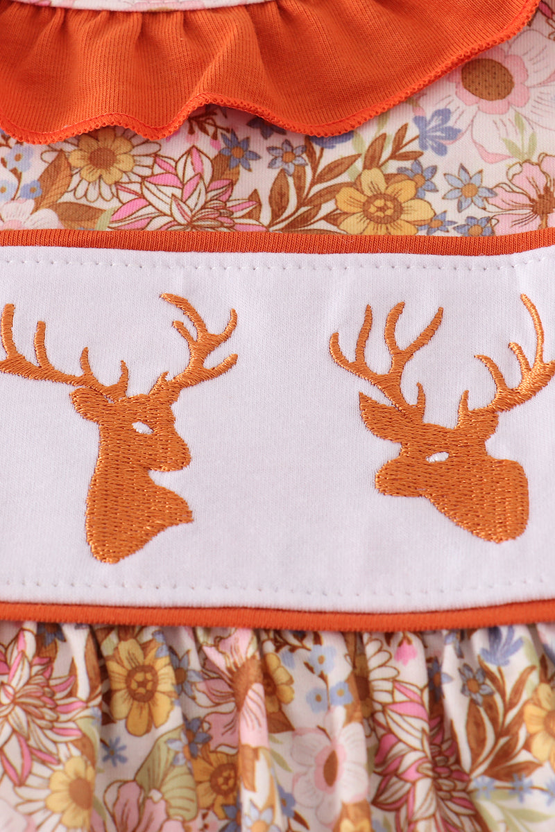 Floral deer ruffle pants set