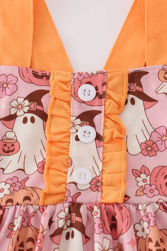 Pumpkin ghost ruffle dress