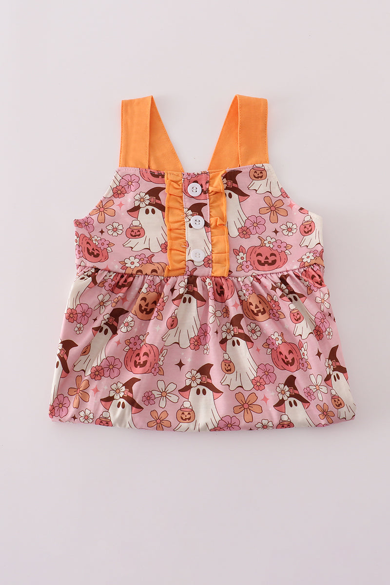 Pumpkin ghost ruffle dress