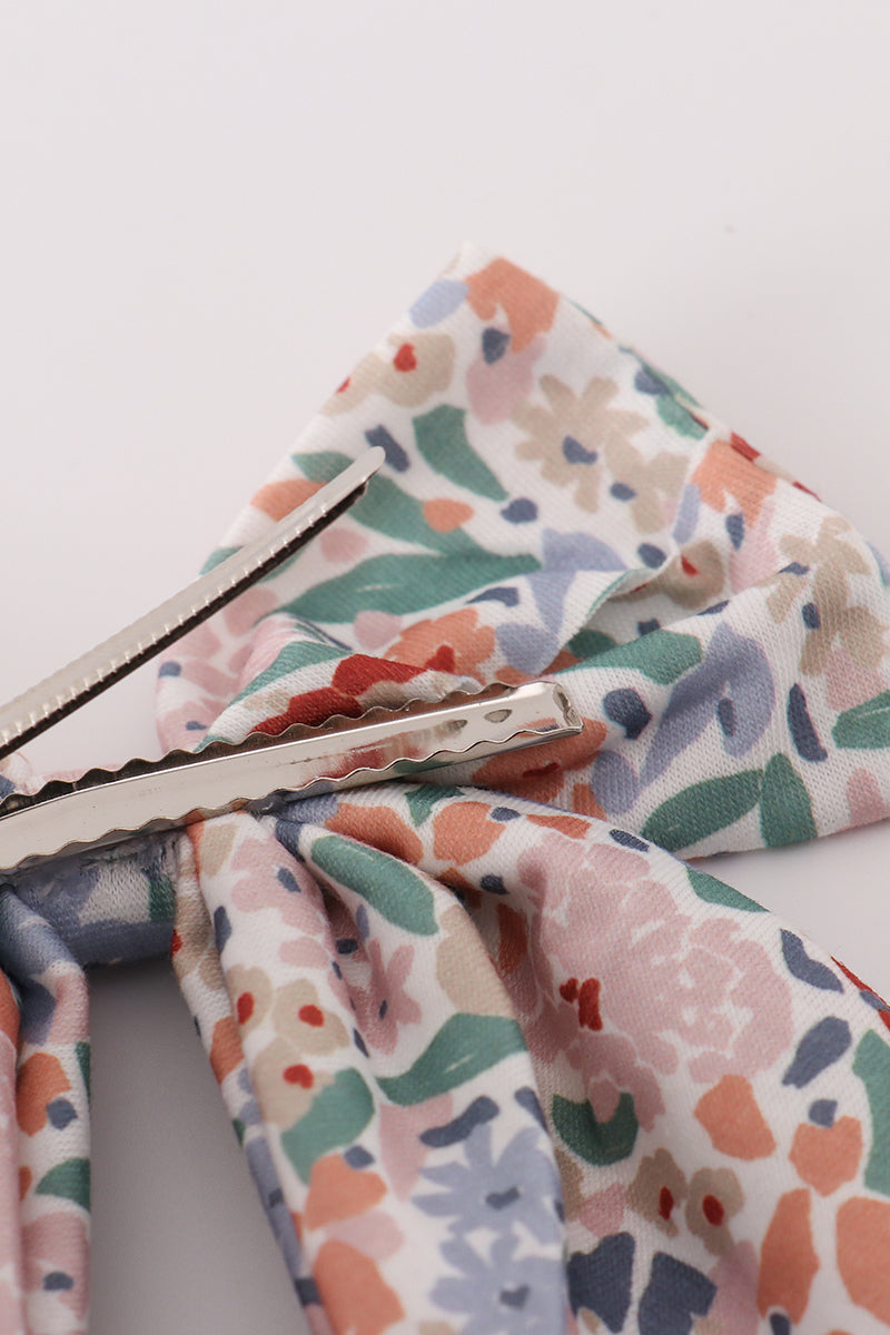 Blue floral sailor bow