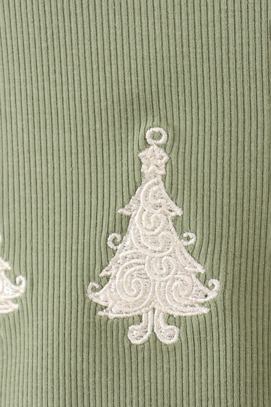Green christmas tree ribbon embroidery bubble