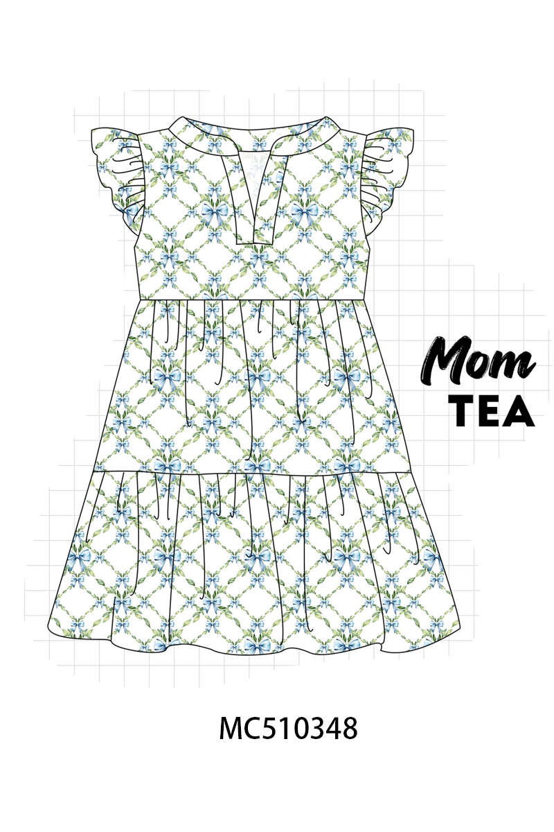 PO71 Blue DADDY'S GIRL embroidery bow gingham collection