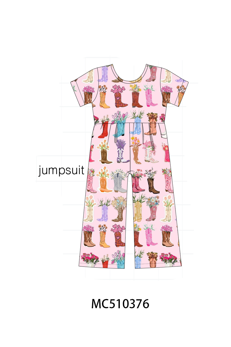 PO71 Pink floral boots print bamboo collection