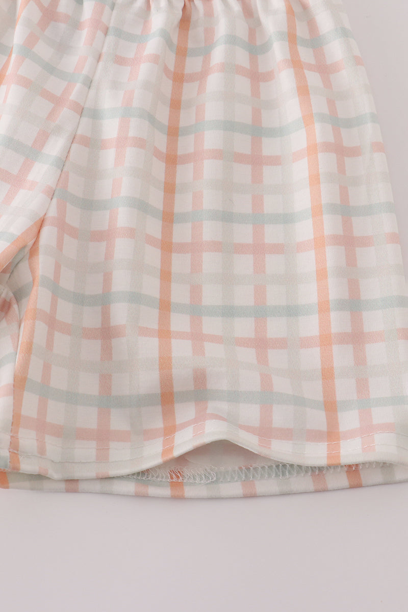 Neutral plaid Pumpkin shorts set