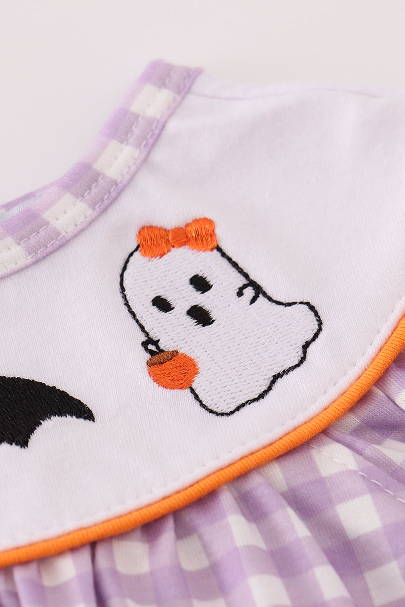 Halloween pumpkin ghost embroidery pants set