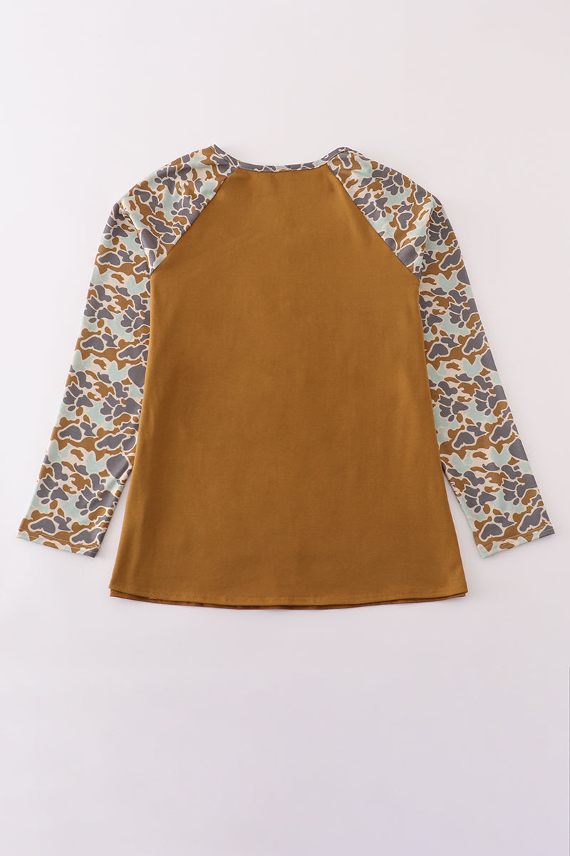 Halloween camouflage mom top