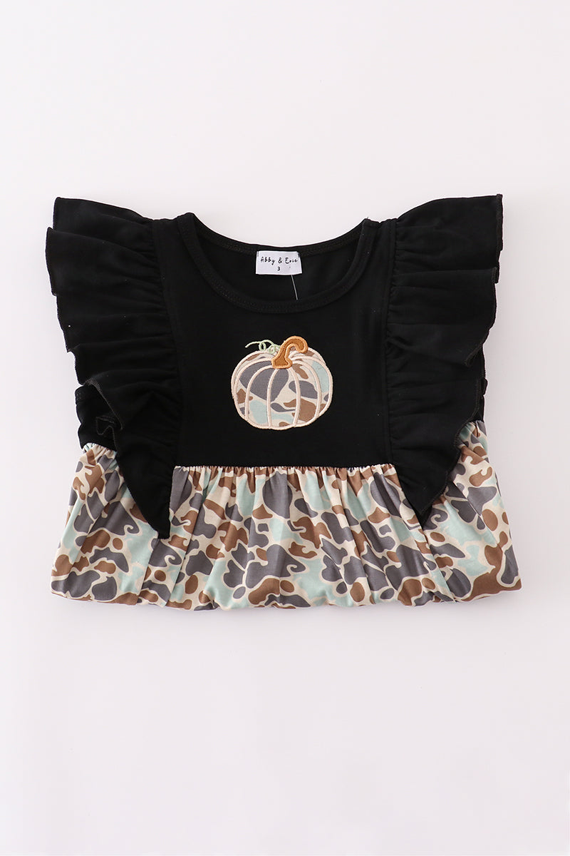 Camouflage pumpkin ruffle dress