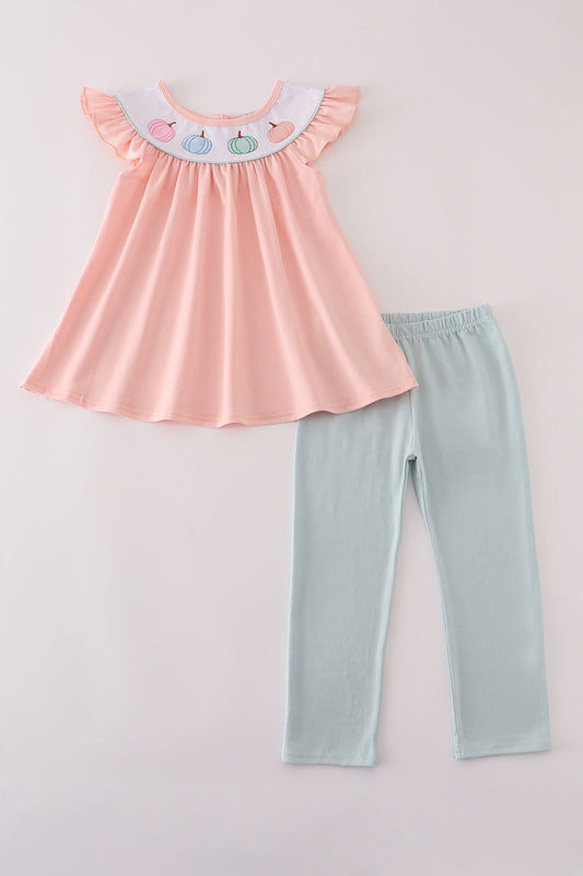 Pink embroidery pumpkin pants set