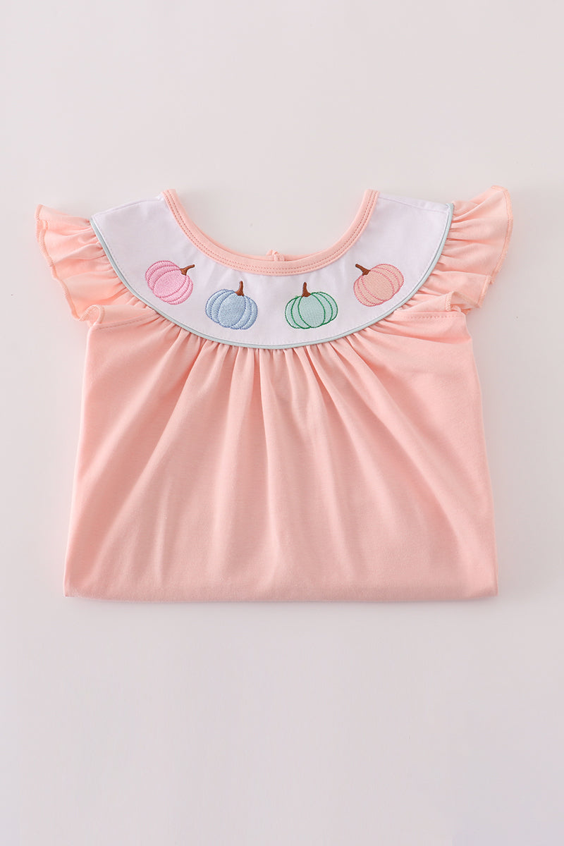 Pink embroidery pumpkin pants set