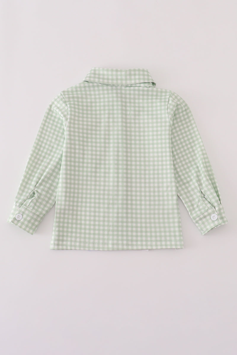 Sage turkey gingham button down shirt