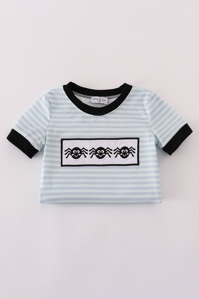 Halloween spider stripe romper