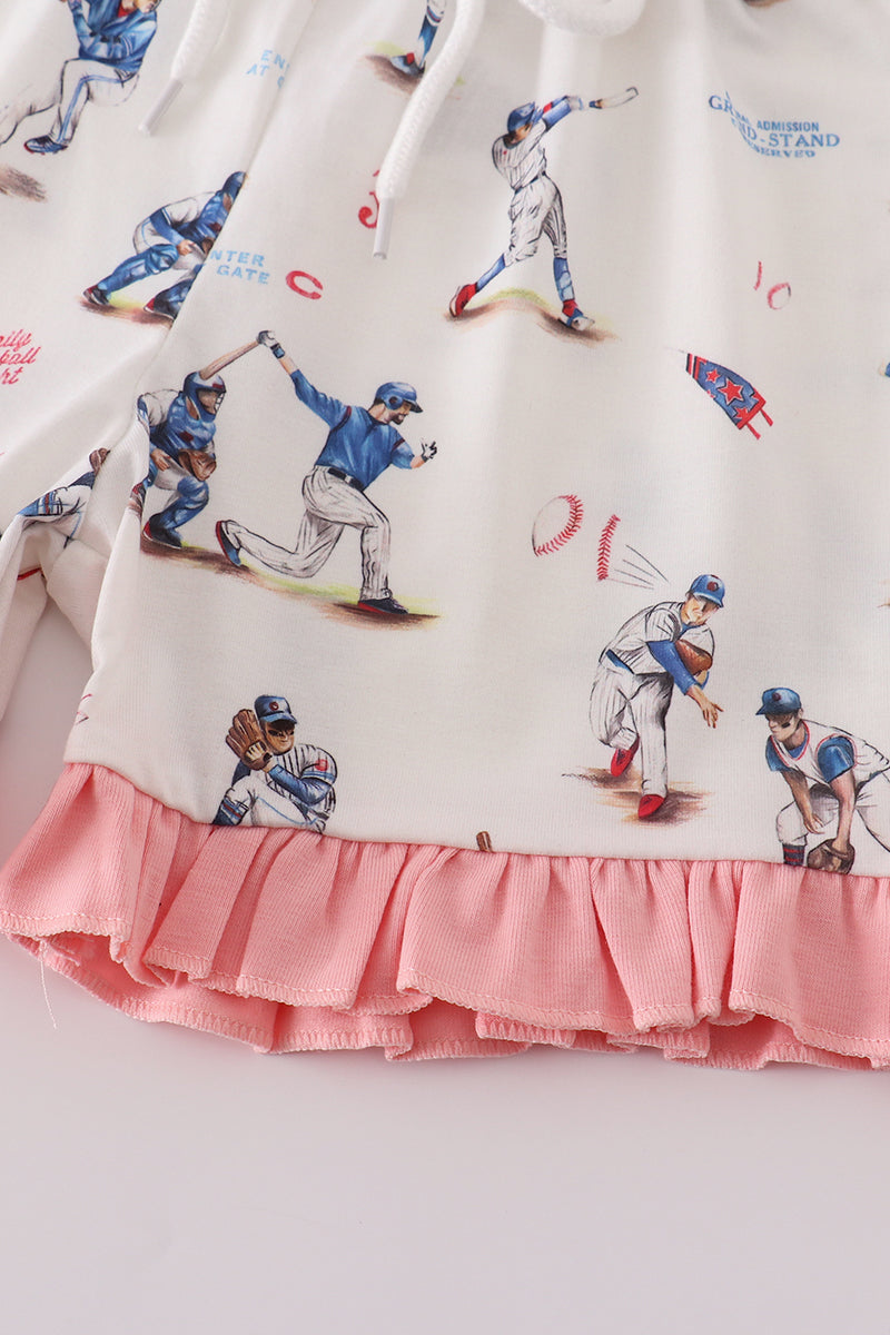 Baseball print girl pajama set