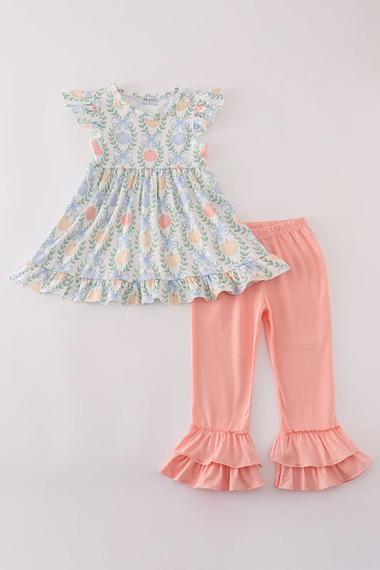 Pumpkin Bow ruffle pants set