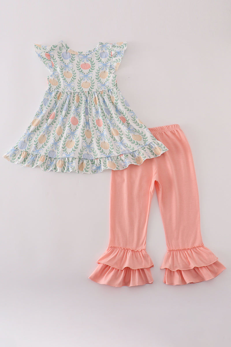 Pumpkin Bow ruffle pants set