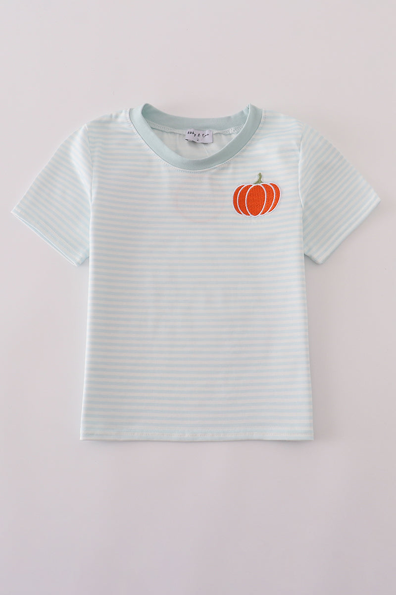 Blue pumpkin stripe top