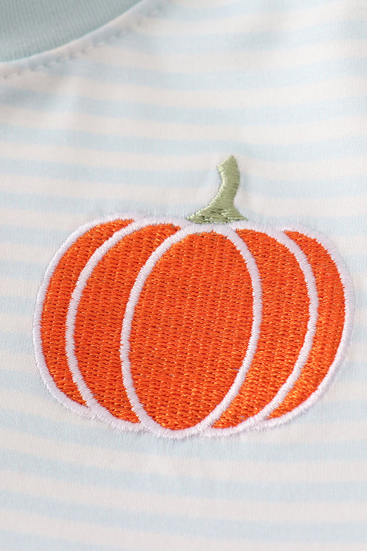 Blue pumpkin stripe top