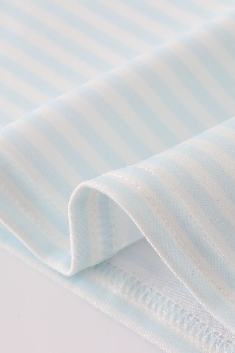 Blue pumpkin stripe top