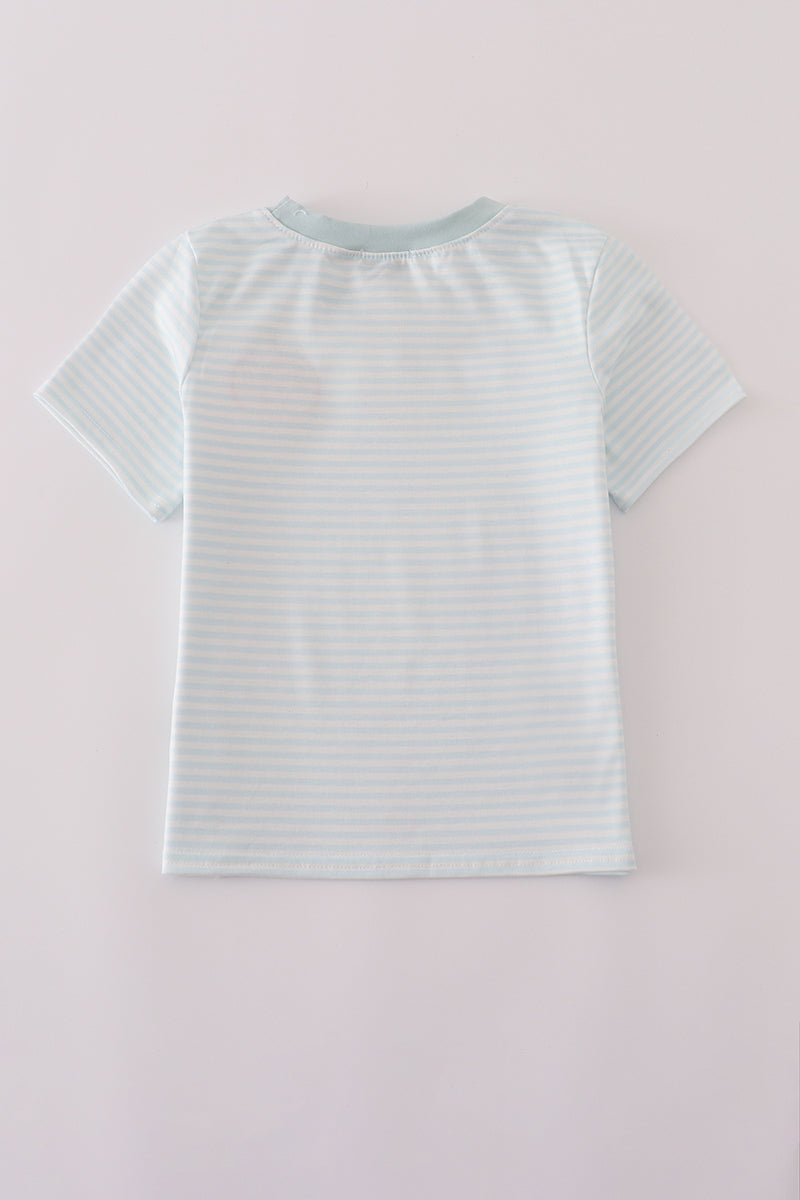 Blue pumpkin stripe top