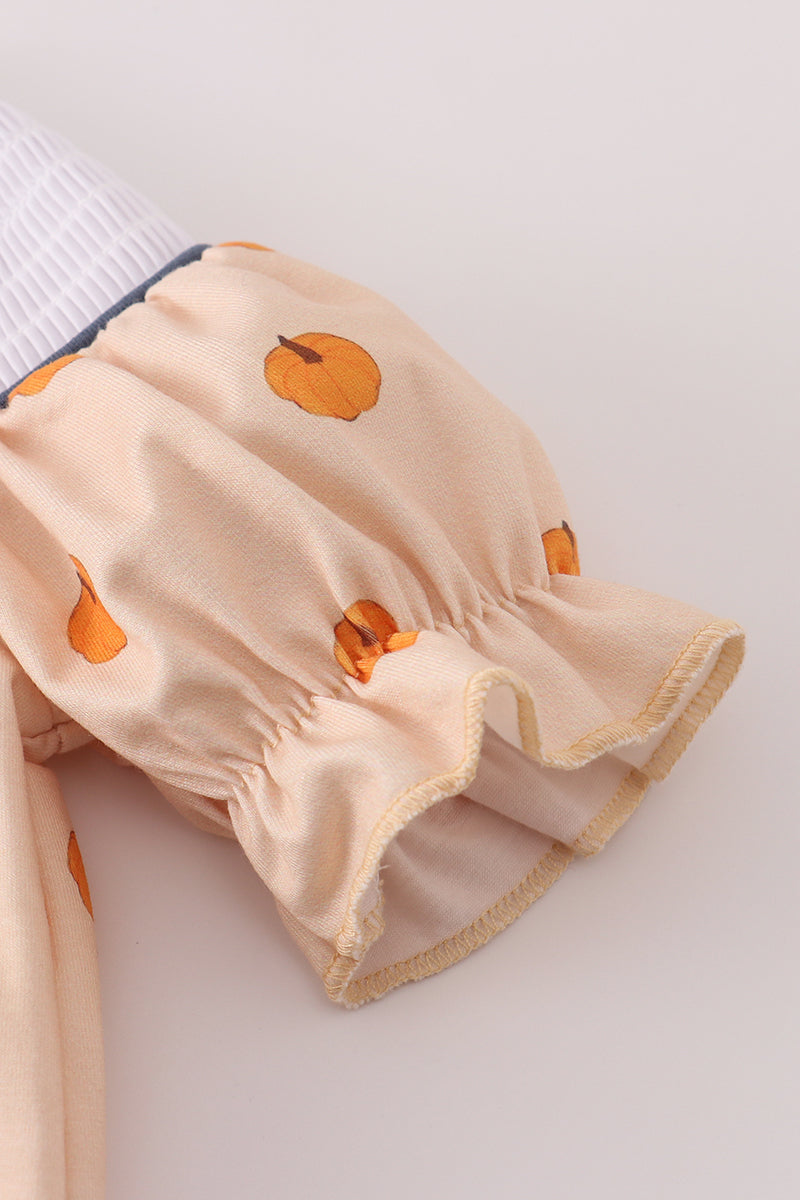 Pumpkin machine smocked romper