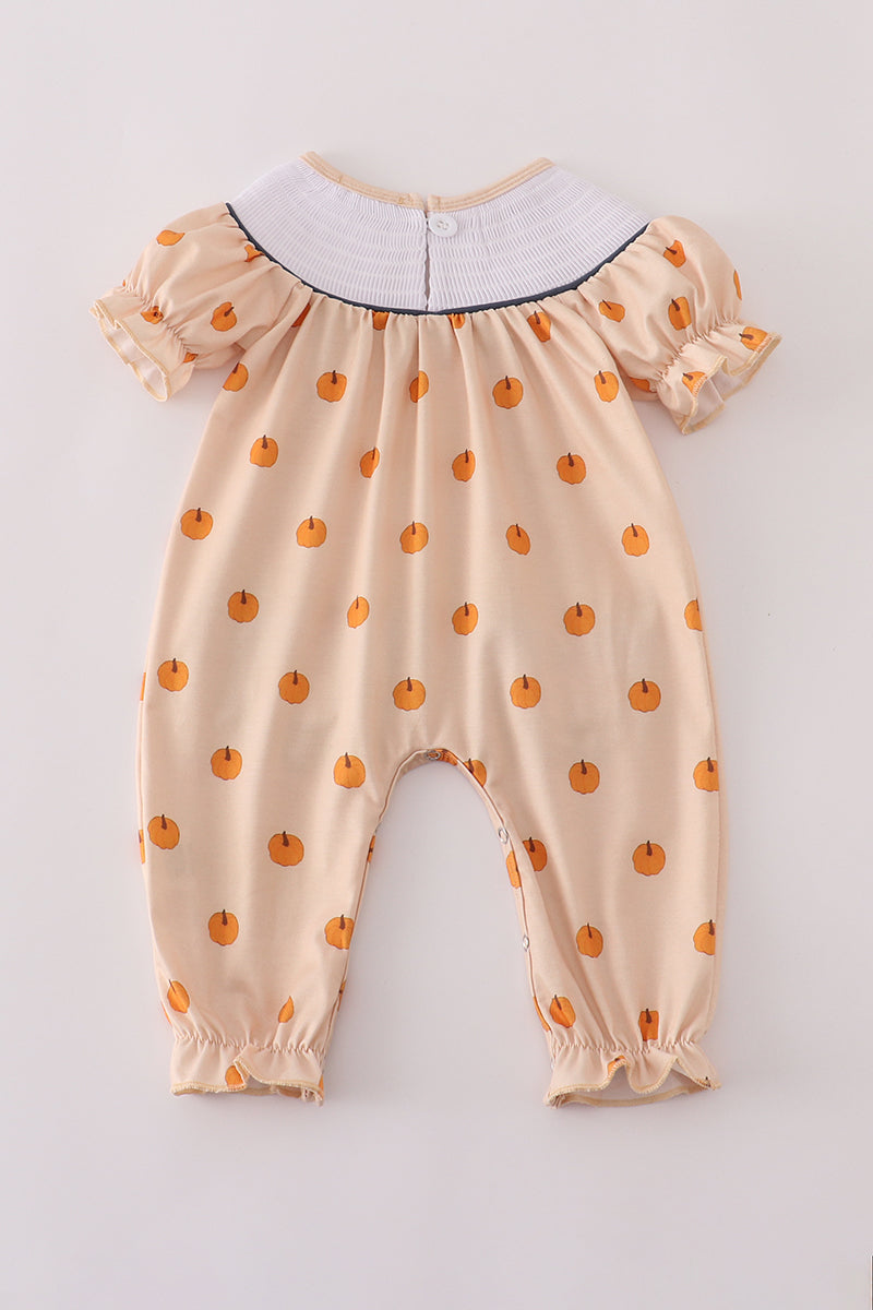 Pumpkin machine smocked romper