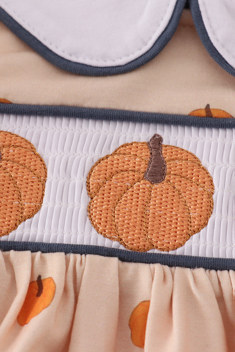 Pumpkin machine smocked bloomer set