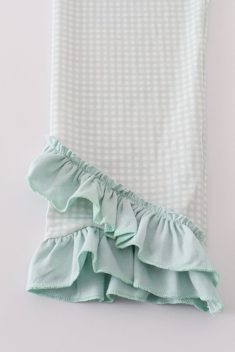 Blue boots ruffle pants set