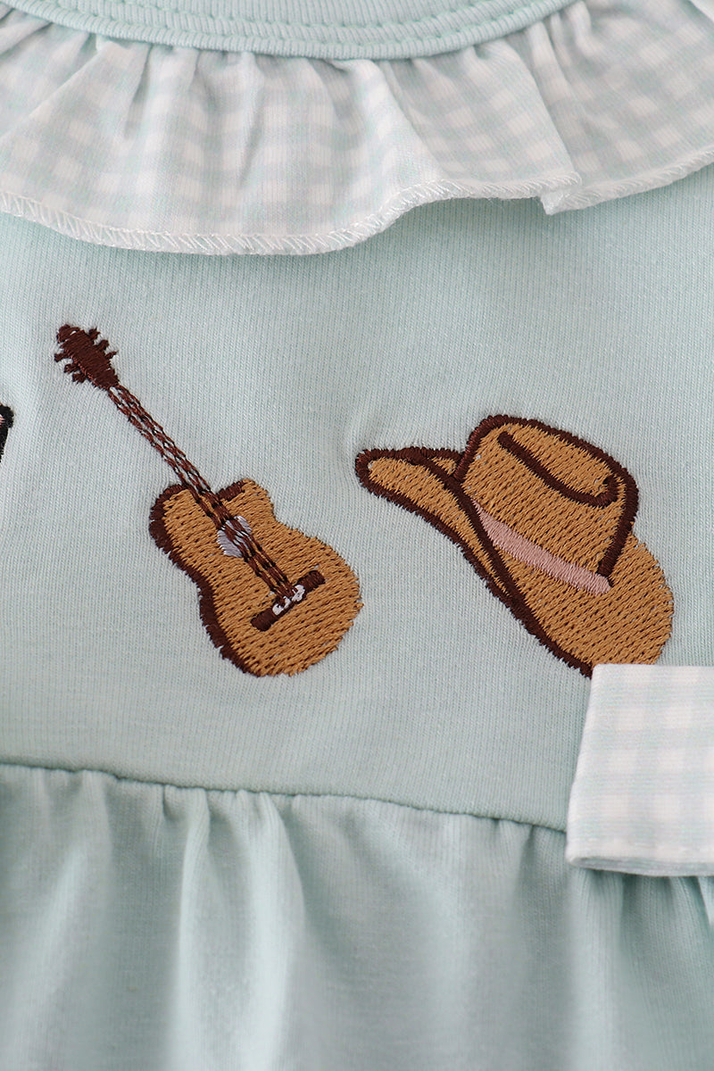 Blue boots ruffle bloomer set