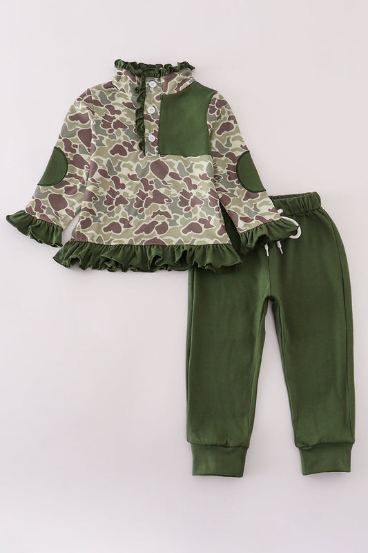 Camouflage ruffle pants set