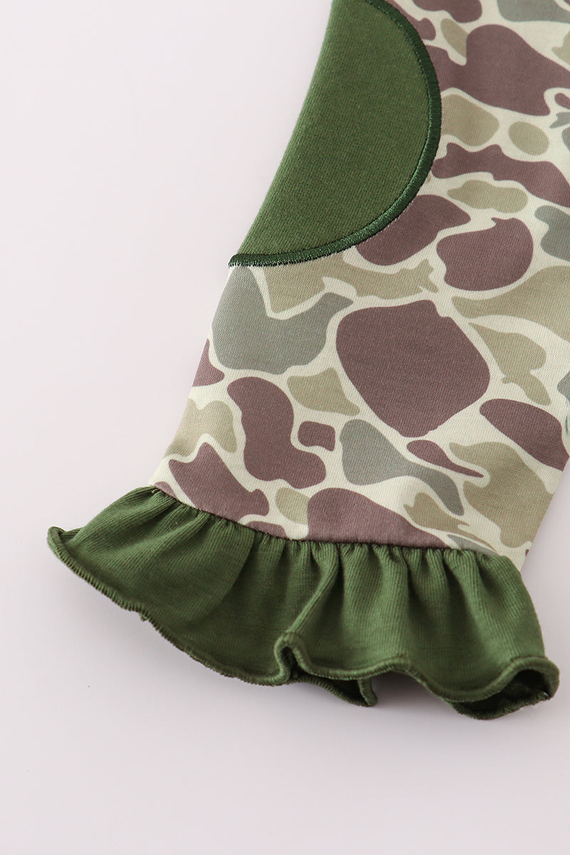 Camouflage ruffle pants set