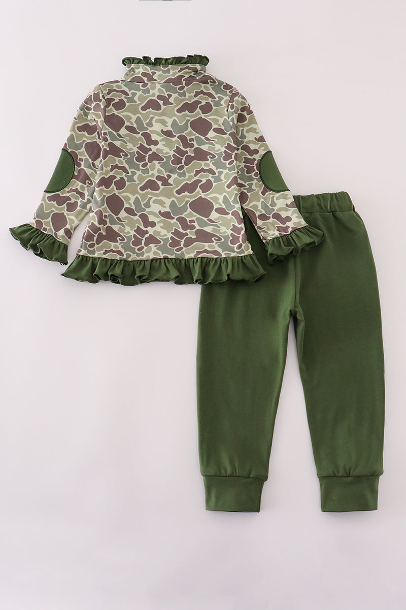 Camouflage ruffle pants set